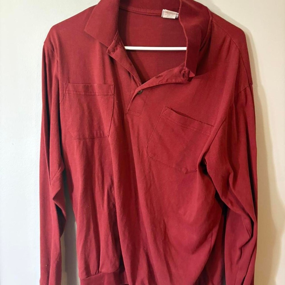 Haband red long sleeve shirt with collar